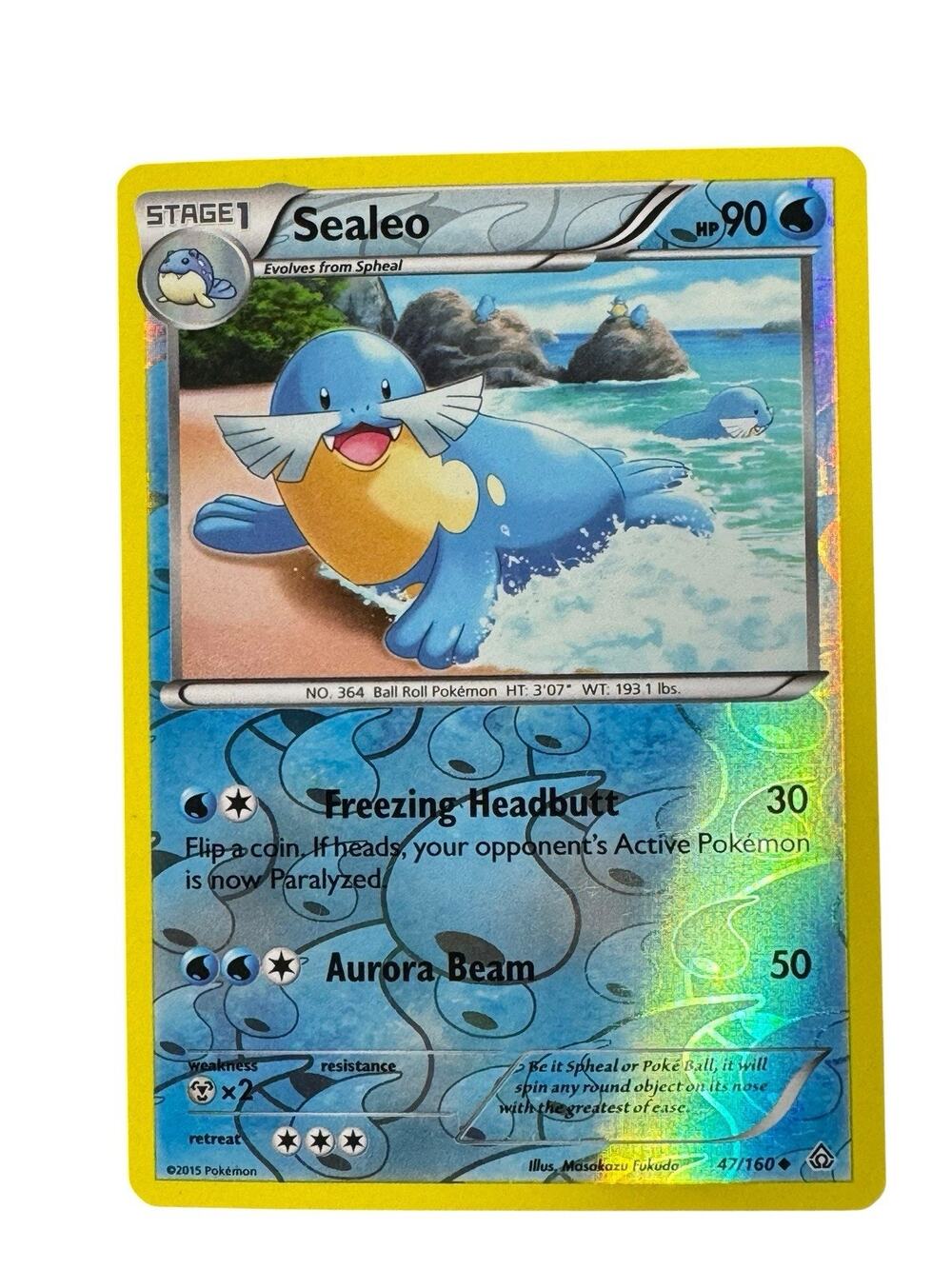 Sealeo 47/160 Primal Clash Pokemon Card 2015 Reverse Holo Lightly Played